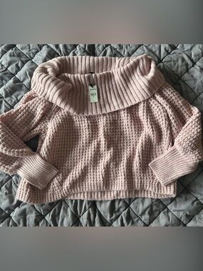 NWT Express Cozy Ribbed Off-Shoulder Sweater - Blush Pink